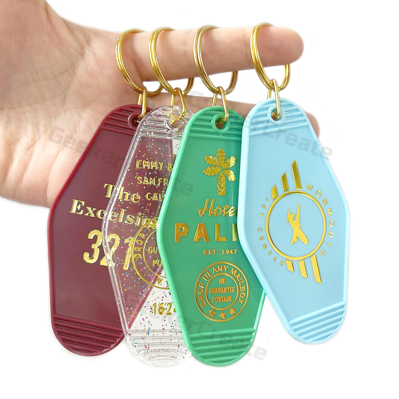 Custom Vintage Keychain lot Gold Foil Hotel Key Tag Gold Stamped ...
