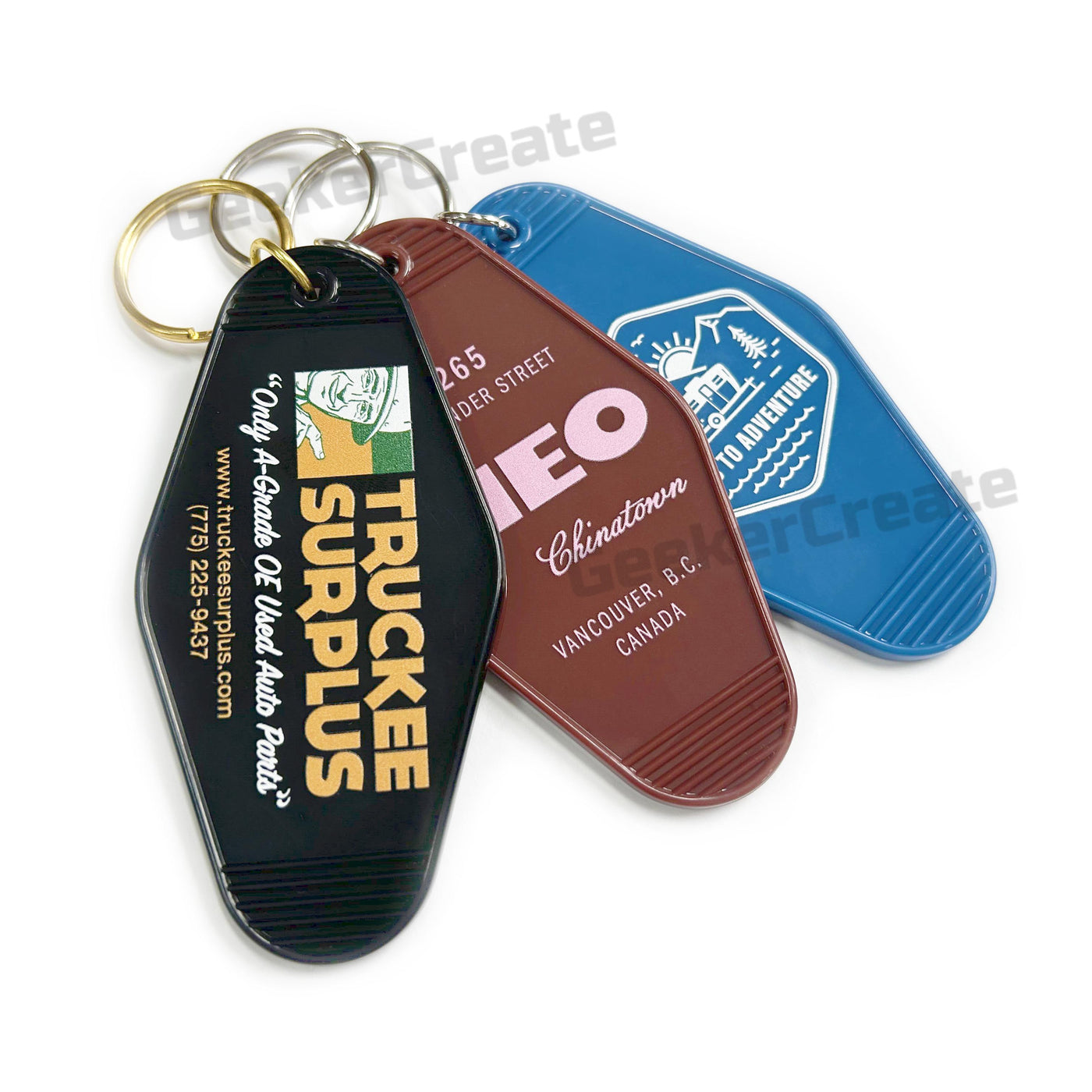 Custom Vintage Keychains Logo With Outlines Print Motel Retro Plastic Luggage Tag For Business Activity Gifts