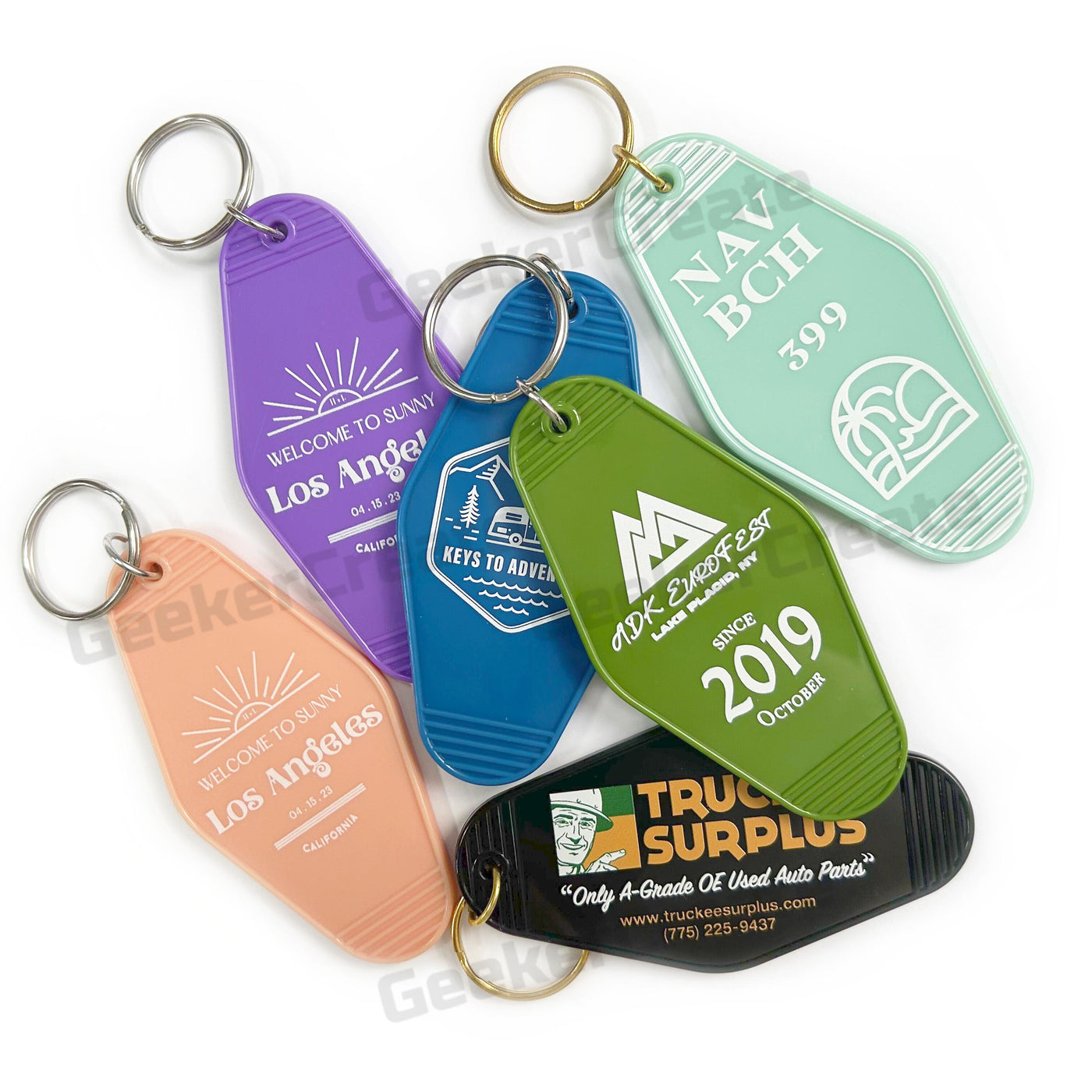 Custom Retro Hotel Motel Plastic Keychains Printed Key Tags
