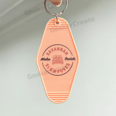 Custom Vintage Keychains Logo With Outlines Print Motel Retro Plastic Luggage Tag For Business Activity Gifts