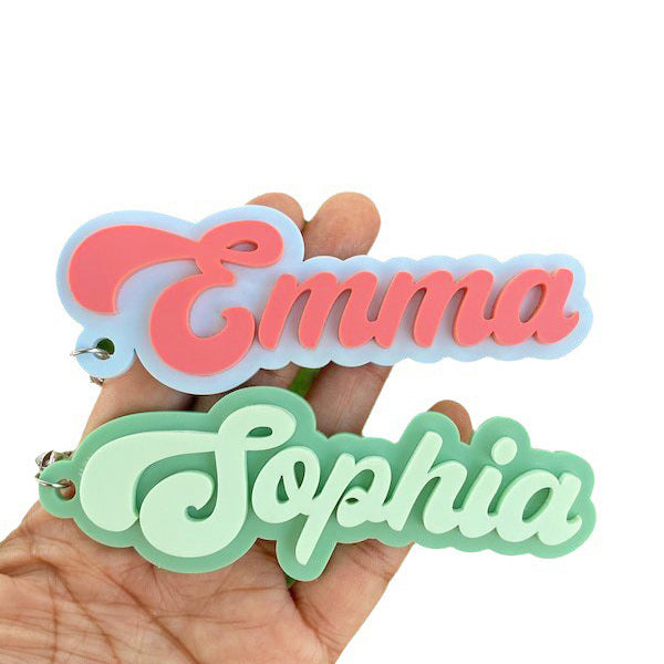 Bulk Custom 3D Acrylic Name Tag Personalized Keychain Backpack Luggage Tag