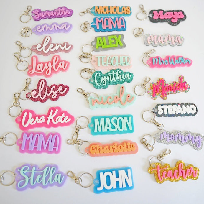 Bulk Custom 3D Acrylic Name Tag Personalized Keychain Backpack Luggage Tag