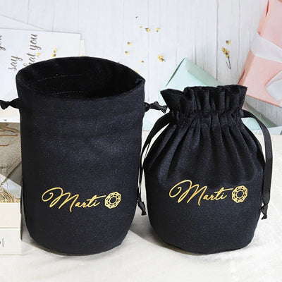 Custom Round Bottom Velvet Drawstring Pouch Cosmetic Gift Packing Bag