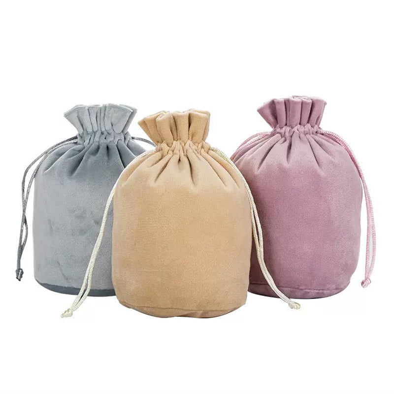 Custom Round Bottom Velvet Drawstring Pouch Cosmetic Gift Packing Bag