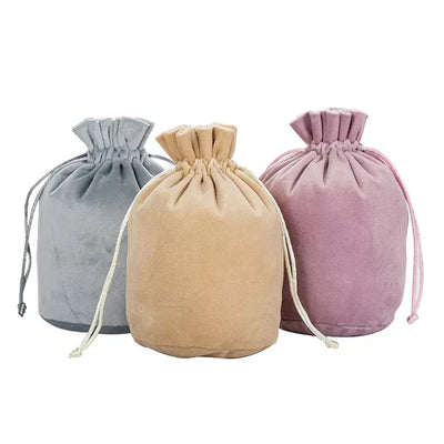 Custom Round Bottom Velvet Drawstring Pouch Cosmetic Gift Packing Bag