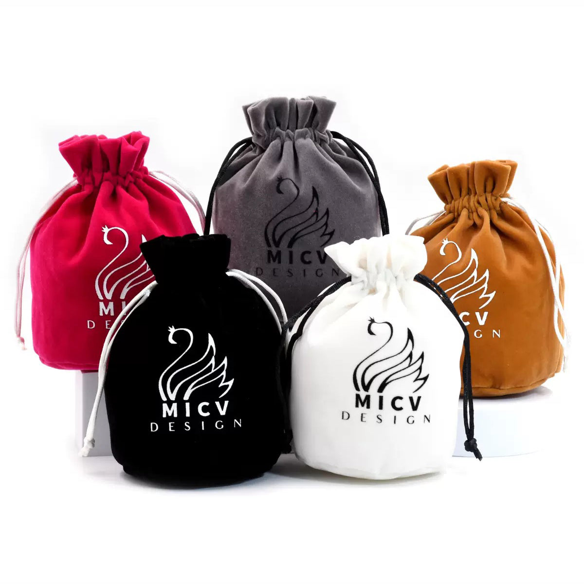 Custom Round Bottom Velvet Drawstring Pouch Cosmetic Gift Packing Bag