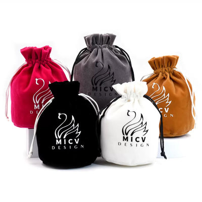 Custom Round Bottom Velvet Drawstring Pouch Cosmetic Gift Packing Bag