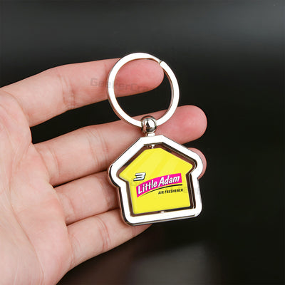 Custom Spinning House Metal Epoxy Dome Keychain Promotional Keyring