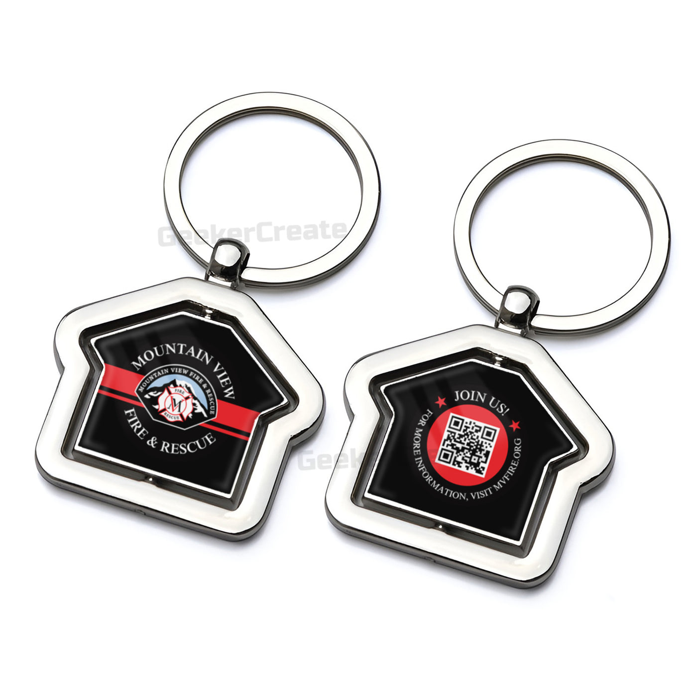 Custom Spinning House Metal Epoxy Dome Keychain Promotional Keyring