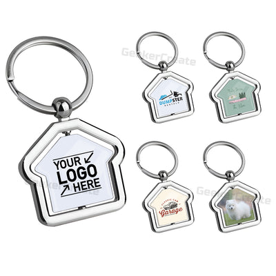 Custom Spinning House Metal Epoxy Dome Keychain Promotional Keyring