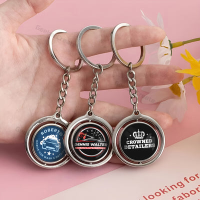 Custom Spinning Round Metal Epoxy Dome Keychain For Business & School