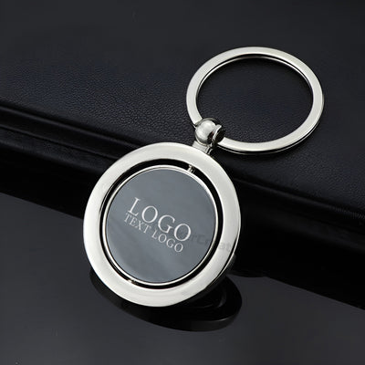 Custom Spinning Round Metal Keychain Laser Engraved Circle Keyring