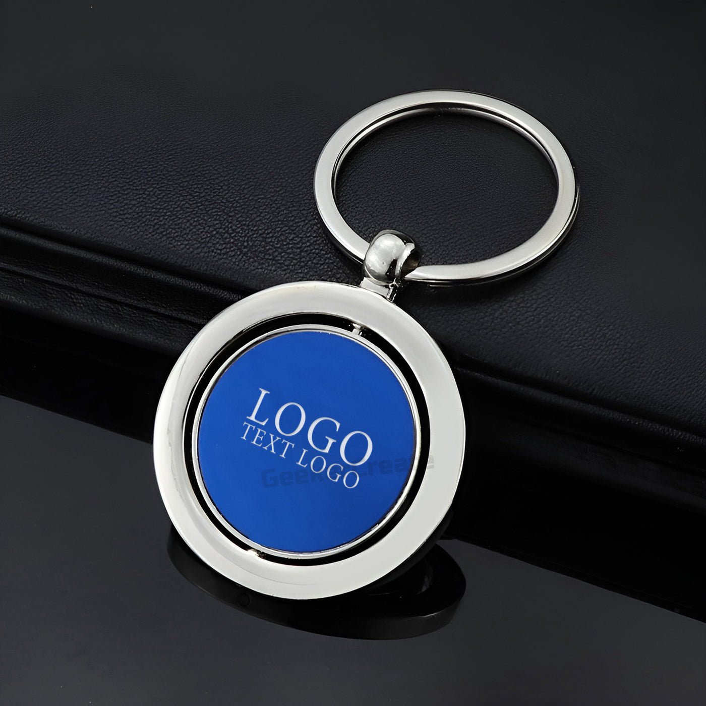 Custom Spinning Round Metal Keychain Laser Engraved Circle Keyring