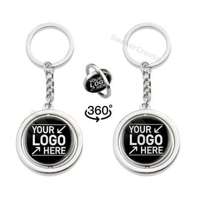 Custom Spinning Round Metal Epoxy Dome Keychain For Business & School