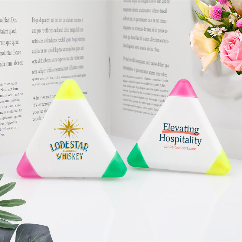 Custom Logo Triangular Shaped Highlighter For School Bookstores Office