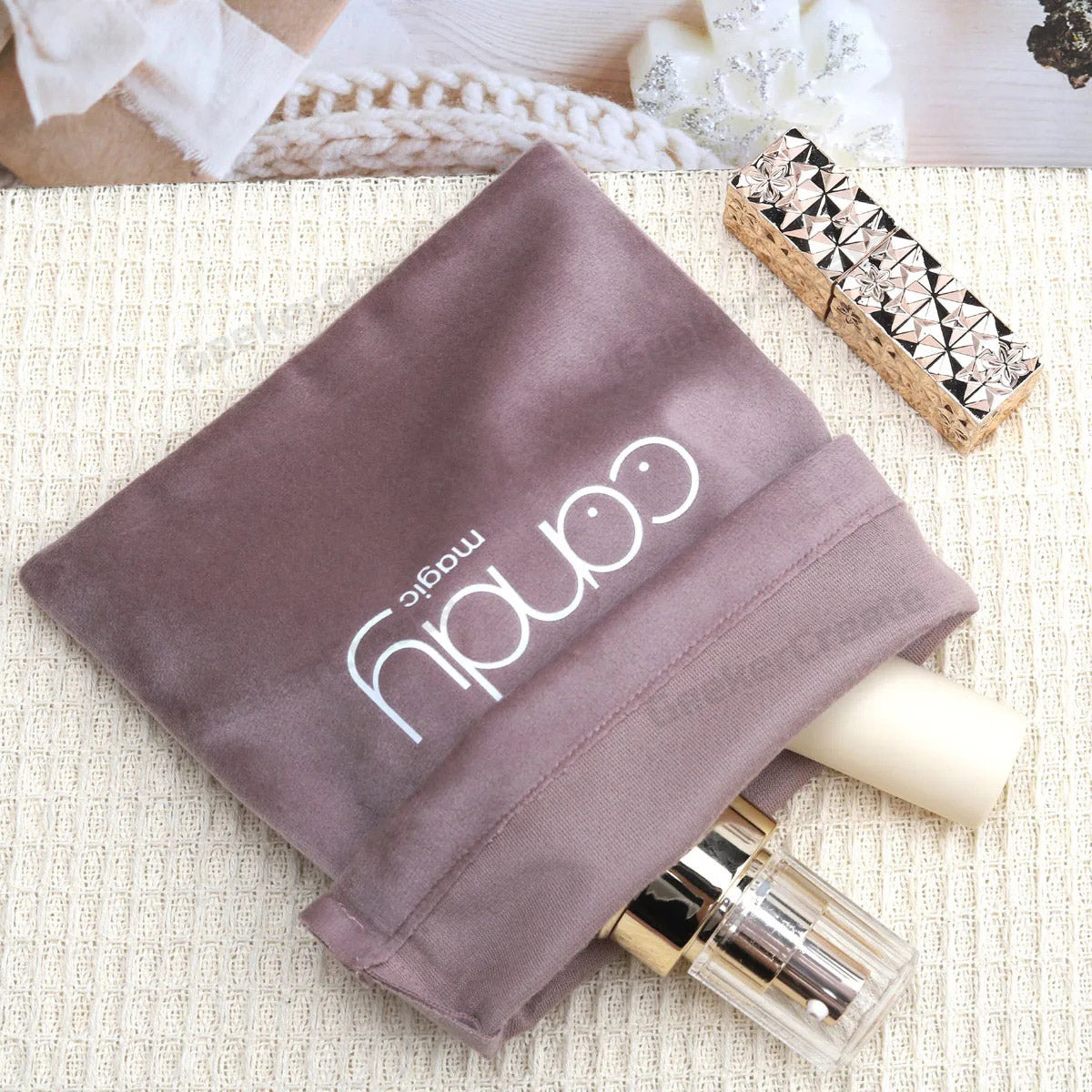 Custom Logo Soft Velvet Drawstring Pouch Bags for Jewelry & Storage