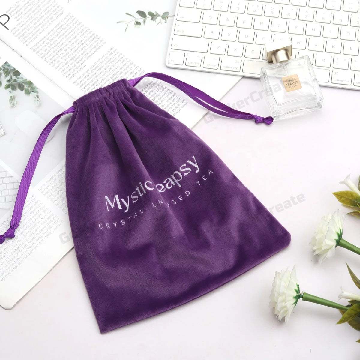 Custom Logo Soft Velvet Drawstring Pouch Bags for Jewelry & Storage
