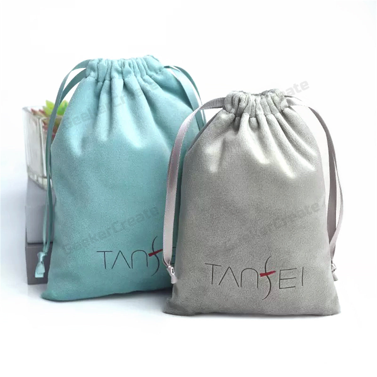 Custom Logo Soft Velvet Drawstring Pouch Bags for Jewelry & Storage