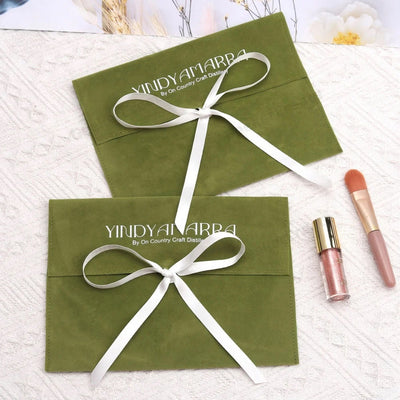 Custom Logo Printed Velvet Jewelry Pouch Envelope Gift Bag Package Bag