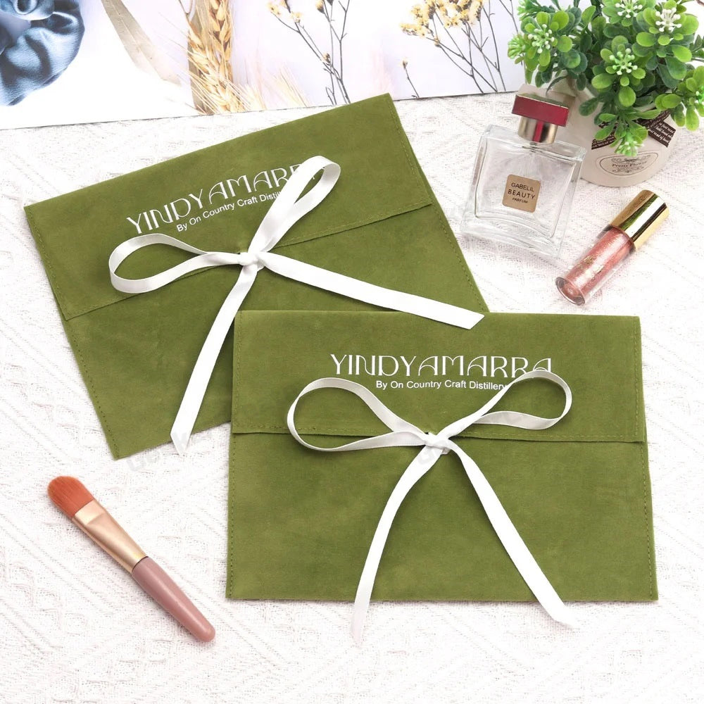 Custom Logo Printed Velvet Jewelry Pouch Envelope Gift Bag Package Bag