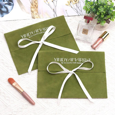 Custom Logo Printed Velvet Jewelry Pouch Envelope Gift Bag Package Bag