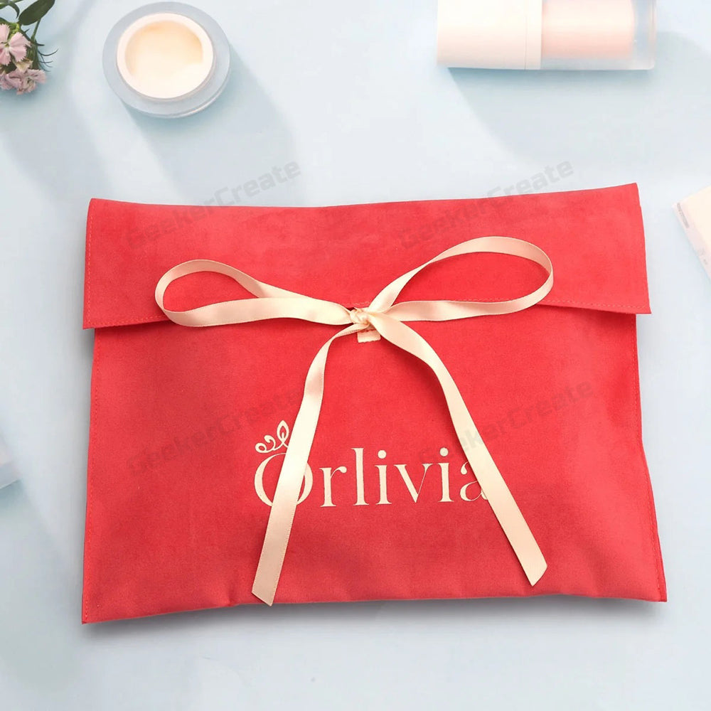 Custom Logo Printed Velvet Jewelry Pouch Envelope Gift Bag Package Bag