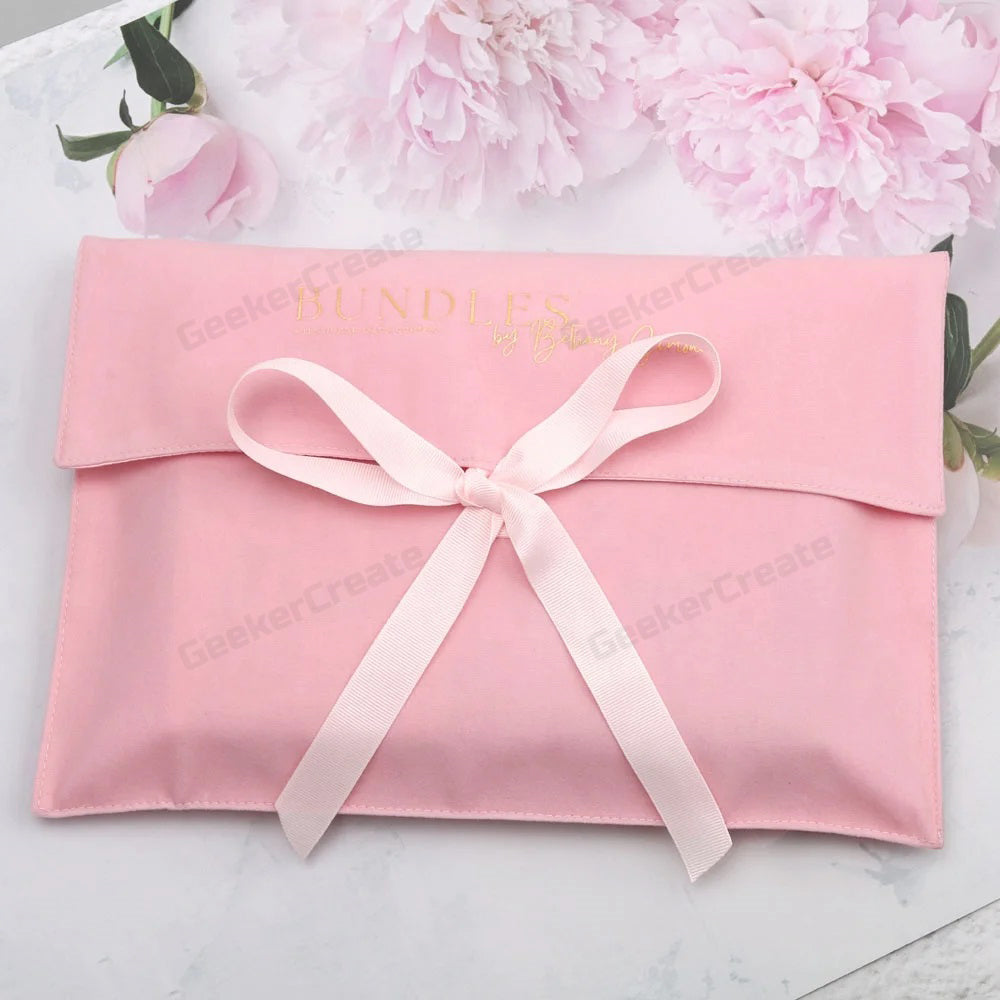 Custom Logo Printed Velvet Jewelry Pouch Envelope Gift Bag Package Bag