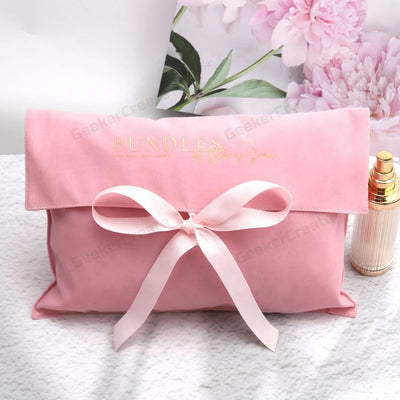 Custom Logo Printed Velvet Jewelry Pouch Envelope Gift Bag Package Bag