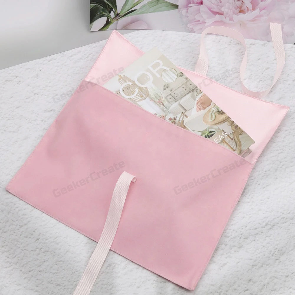 Custom Logo Printed Velvet Jewelry Pouch Envelope Gift Bag Package