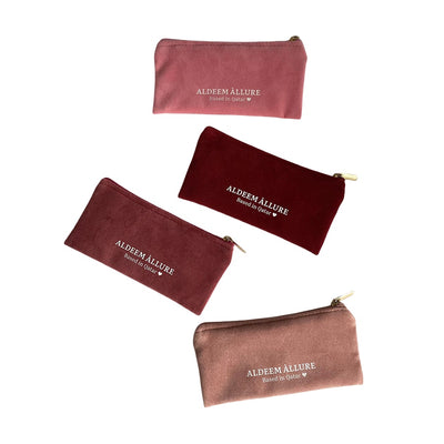 Custom Women Velvet Cosmetic Bag Zipper Makeup Pouch for Lip Gloss
