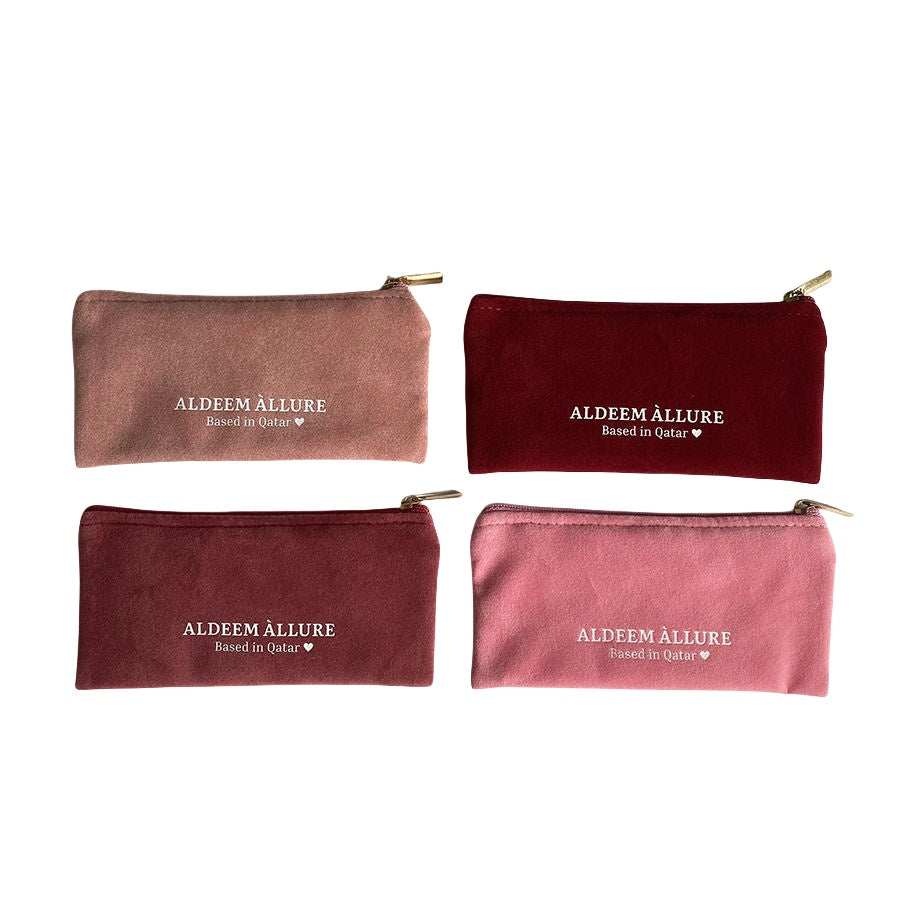Custom Women Velvet Cosmetic Bag Zipper Makeup Pouch for Lip Gloss