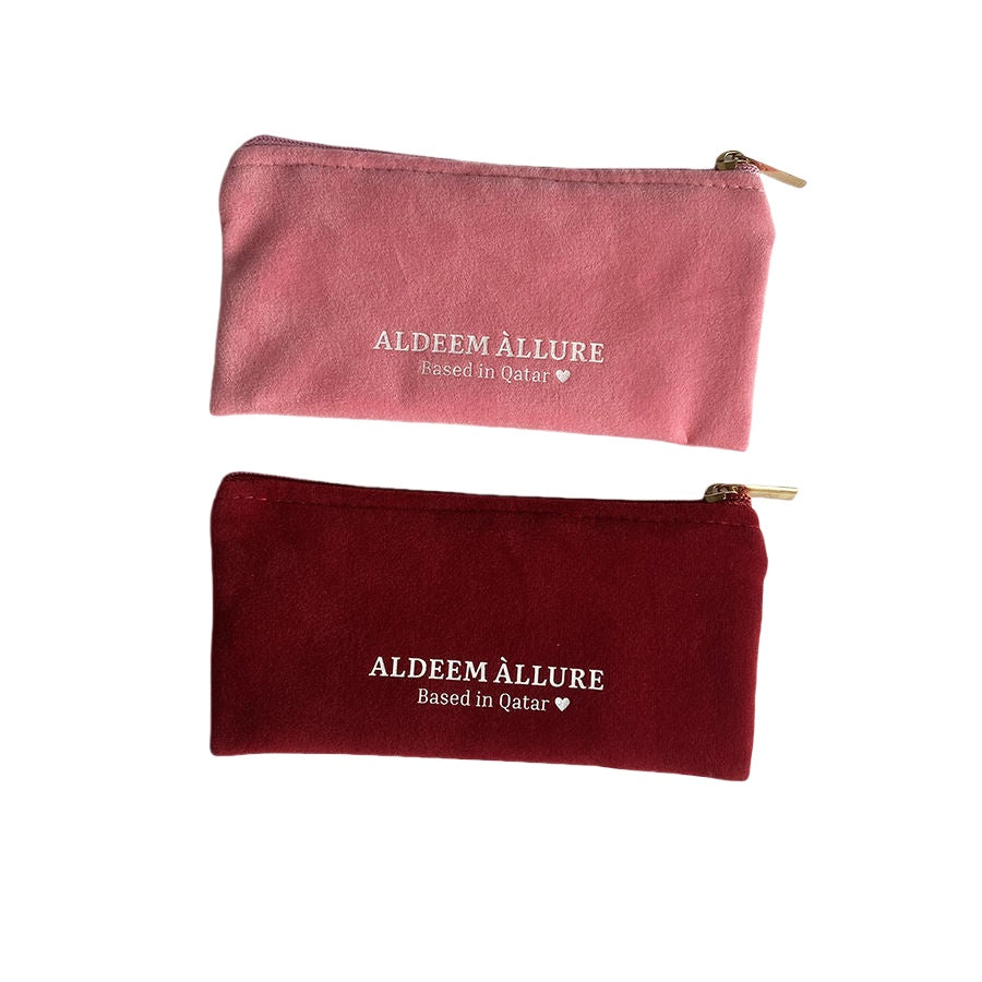 Custom Women Velvet Cosmetic Bag Zipper Makeup Pouch for Lip Gloss