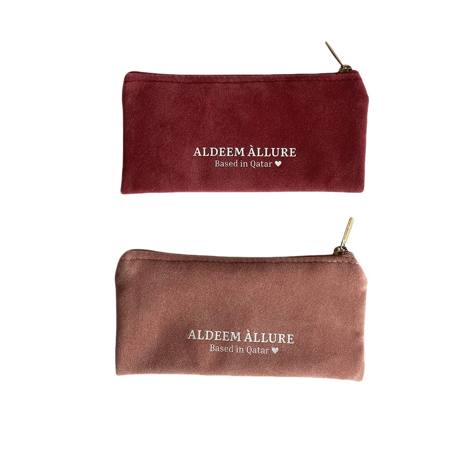 Custom Women Velvet Cosmetic Bag Zipper Makeup Pouch for Lip Gloss