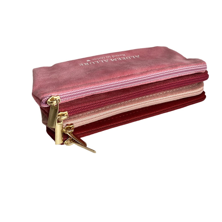 Custom Women Velvet Cosmetic Bag Zipper Makeup Pouch for Lip Gloss