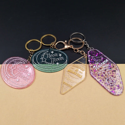 Custom Vintage Acrylic Keychains Glitter Motel Keytag with Your Logo