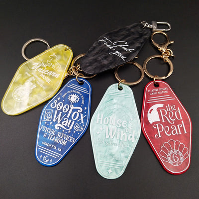 Custom Vintage Acrylic Keychains Glitter Motel Keytag with Your Logo