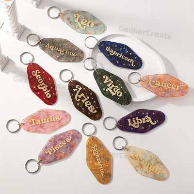Custom Vintage Acrylic Keychains Glitter Motel Keytag with Your Logo