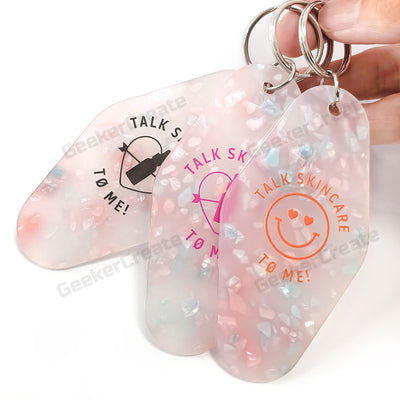 Custom Vintage Acrylic Keychains Glitter Motel Keytag with Your Logo