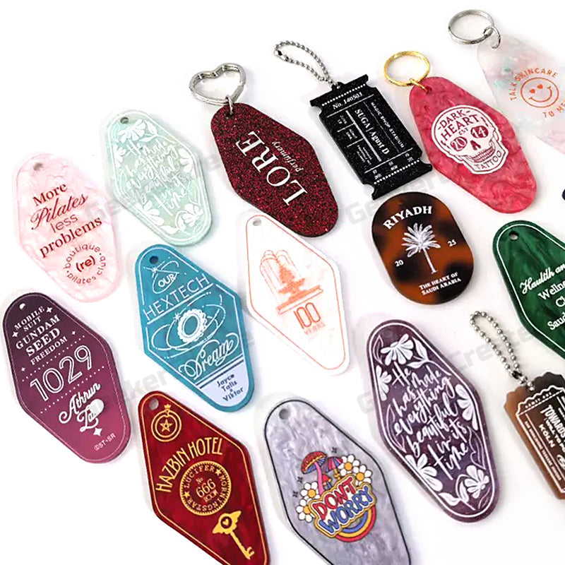 Custom Vintage Acrylic Keychains Glitter Motel Keytag with Your Logo