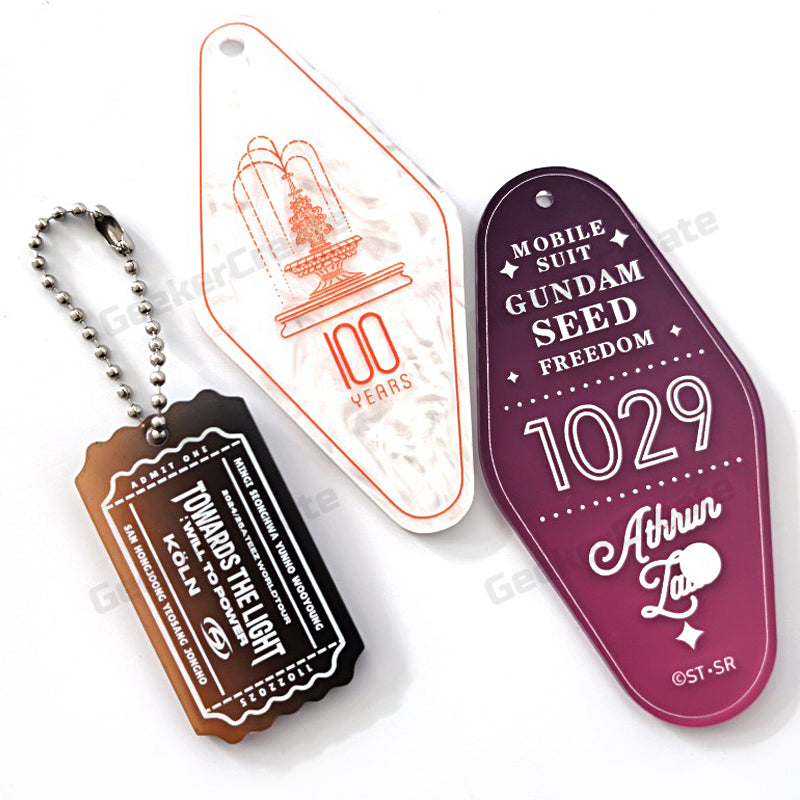 Custom Vintage Acrylic Keychains Glitter Motel Keytag with Your Logo