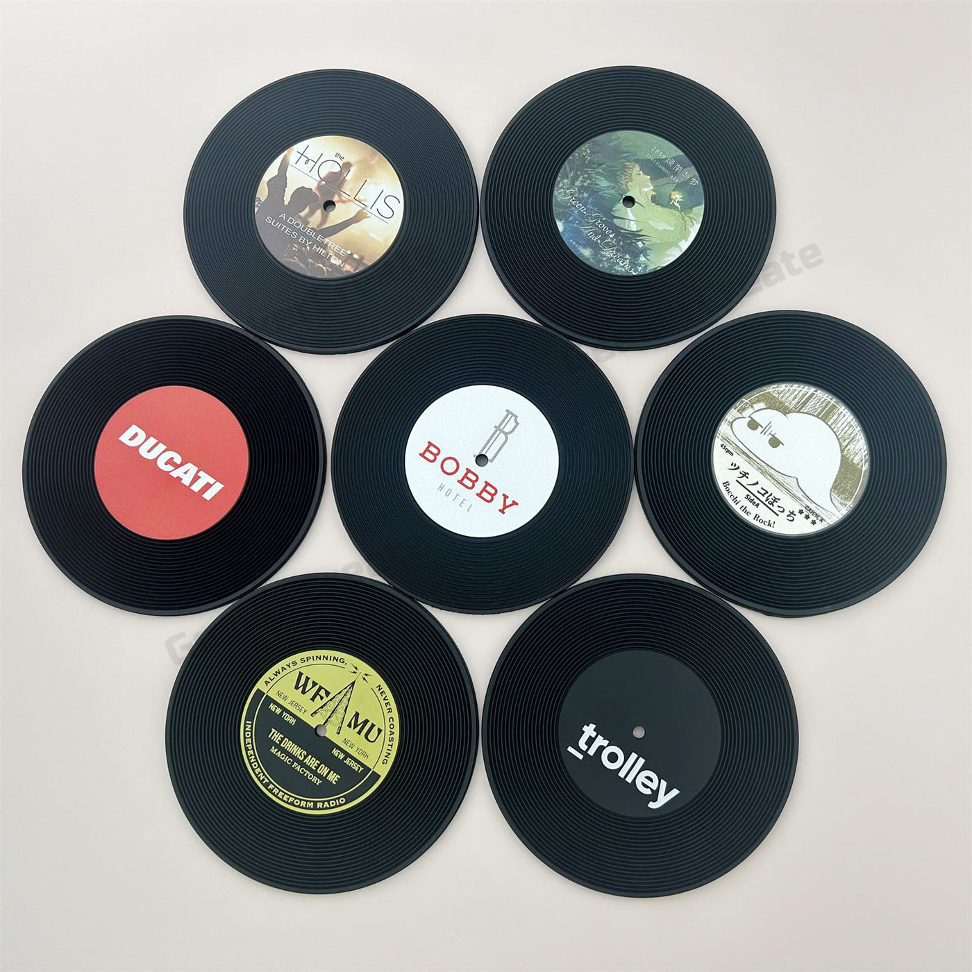 Custom Retro Vinyl Record Coaster Soft Plastic Coaster for Music Lover