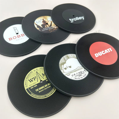 Custom Retro Vinyl Record Coaster Soft Plastic Coaster for Music Lover