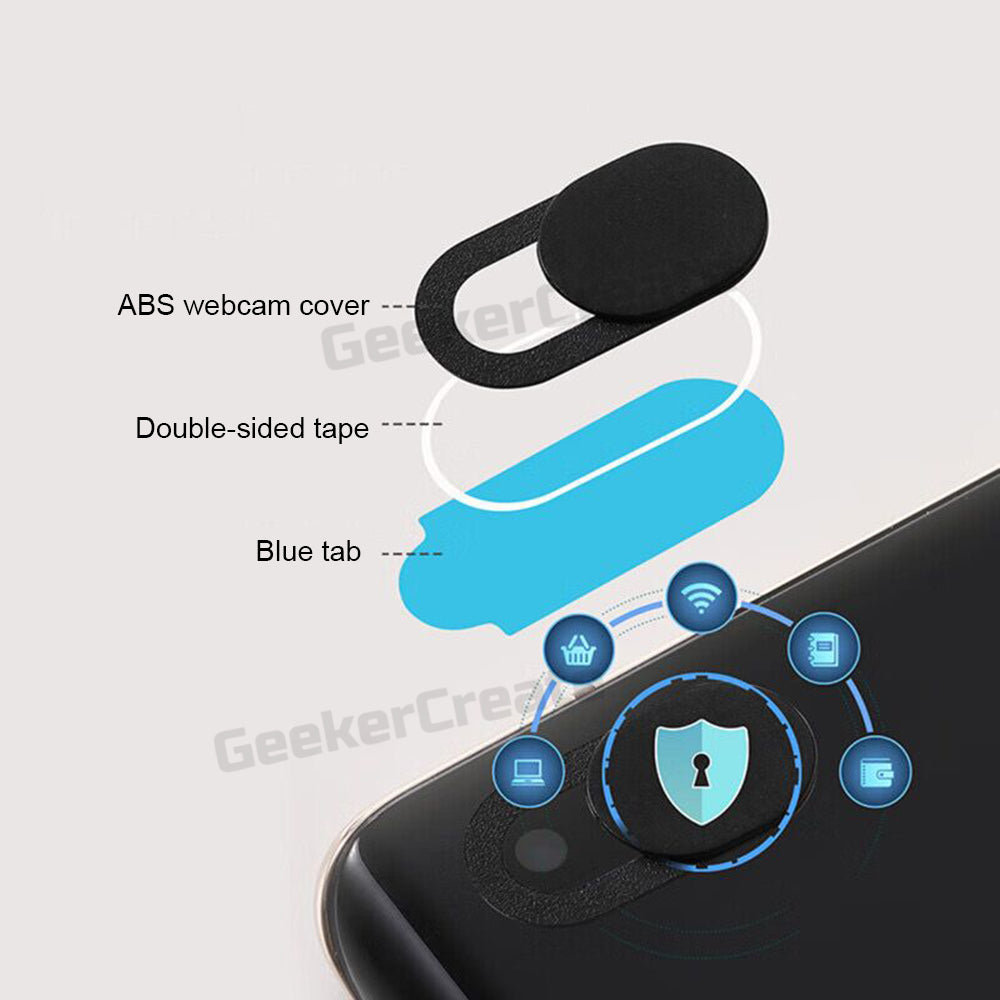 Custom Logo Camera Cover Black ABS Webcam Privacy Slider For Laptop Phone Mac ipad