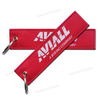 Custom Woven Patch Keychain Brand Logo Name Text Key Tag