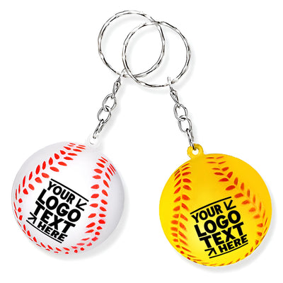 Custom Foam Stress Reliever Sports Keychain Football Baseball Key Tag