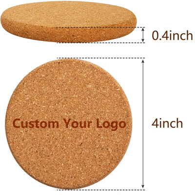 Custom Cork Coaster With Logo Natural Cork Coasters Wine Drink Coffee Tea Cup Mats Table Pad for Home Office Kitchen