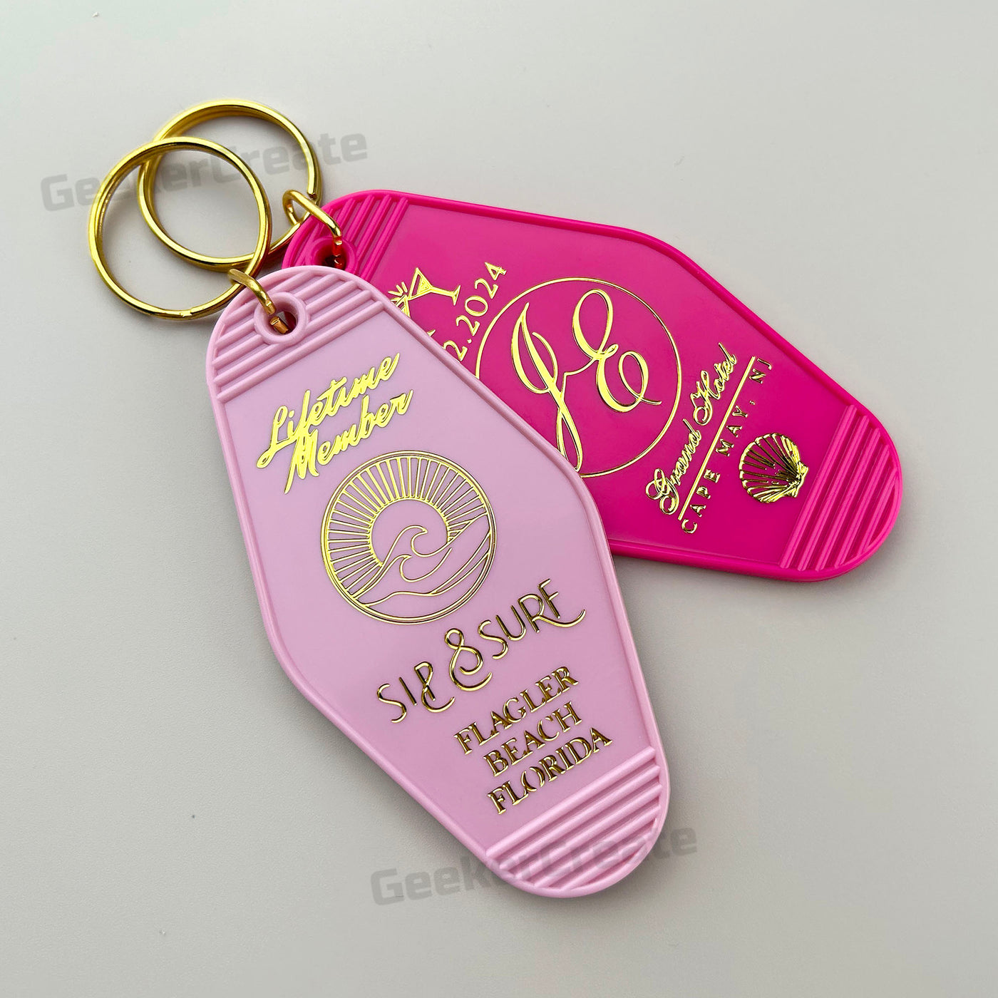 Hotel Key Rings Decals Custom Gold Foil Stamped Vintage Plastic Hotel Motel Key Tag Keychains ...