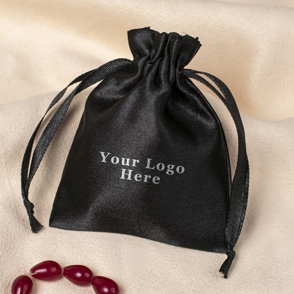 100 Satin Drawstring Bags Custom Jewelry Packaging Logo Bags Wedding Favor Gift Bags
