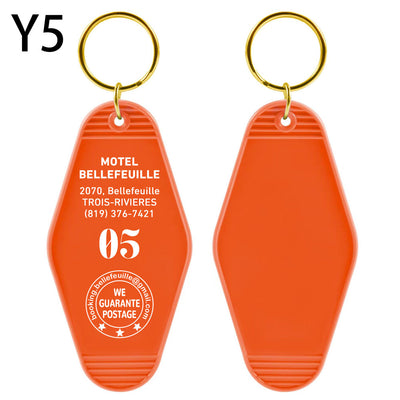 Custom Retro Hotel Motel Plastic Keychains Printed Key Tags