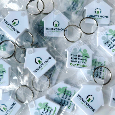 Custom House Shape Soft Key Tag Promotional Printed PVC Clear Keychain